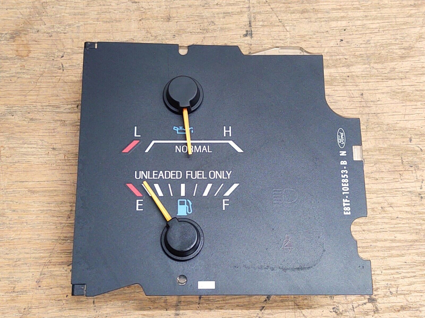 87-91 Oil & Gas Gauge (for no tach clusters) (Used) Ford F150 F250 F350 Bronco OEM