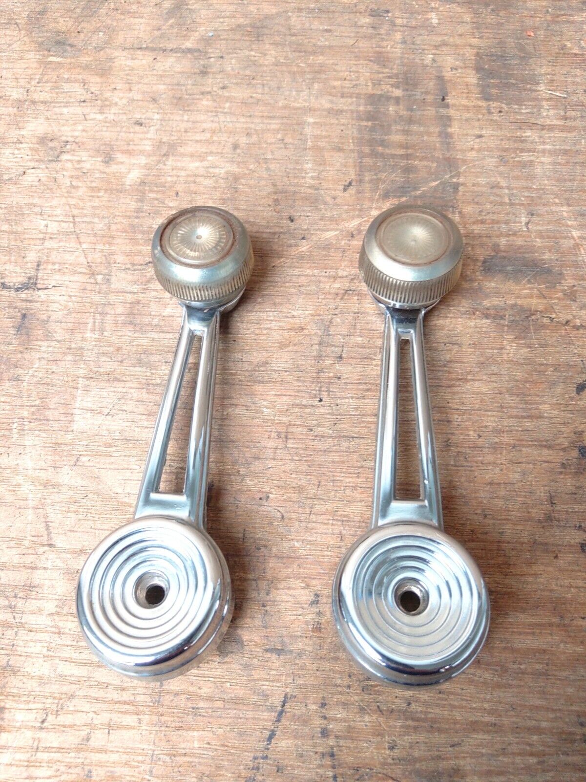 80-86 Chrome Window Crank Handles - Pair of 2 - (Used) Ford F150 F250 F350 Bronco OEM