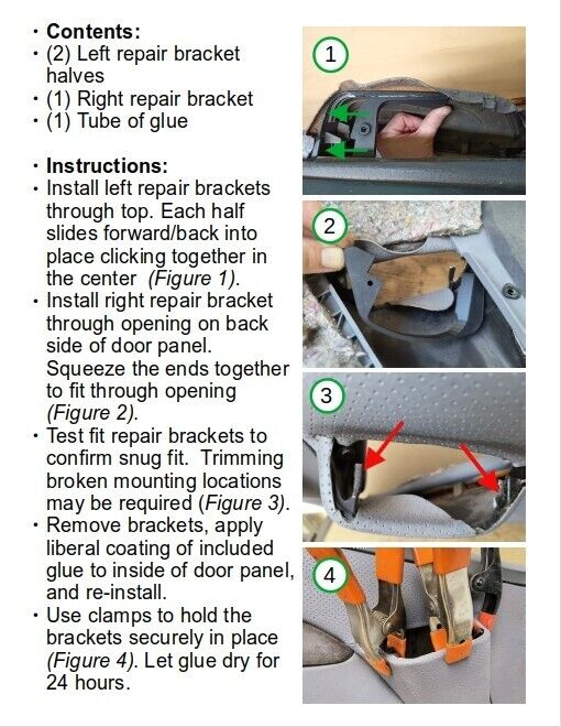 1992-1997 Ford Crew Cab Deluxe Power Door Panel Repair Brackets